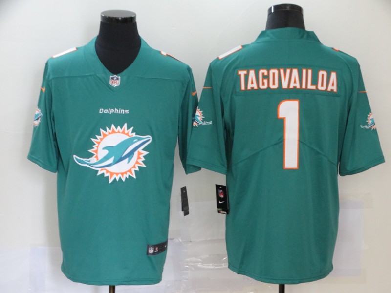 Men's Miami Dolphins Tua Tagovailoa #1 Green Jersey